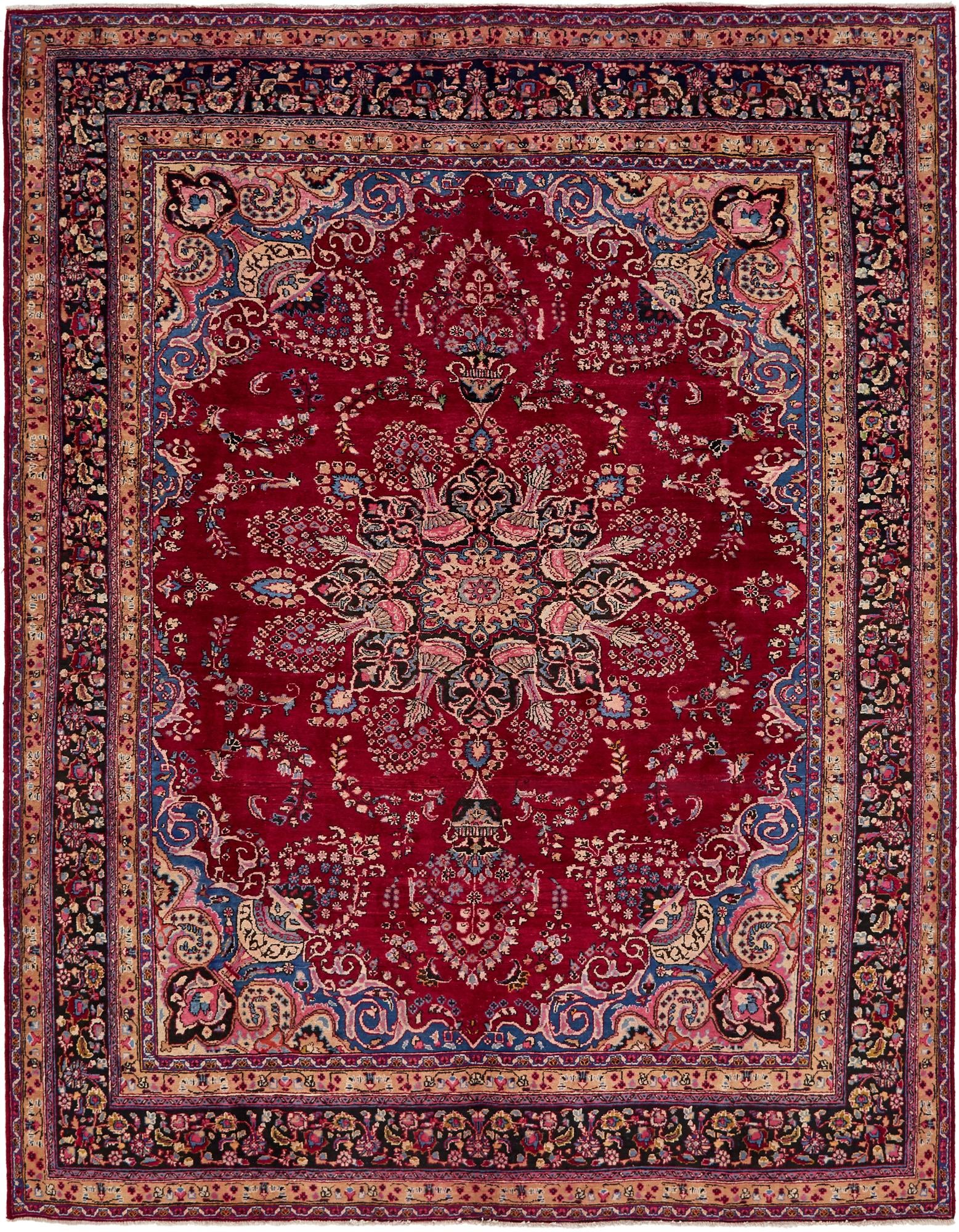 9' 6 x 12' 6 Hand Knotted Mashad Persian Wool Rug