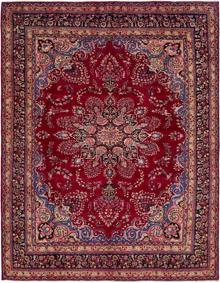 9' 6 x 12' 6 Hand Knotted Mashad Persian Wool Rug