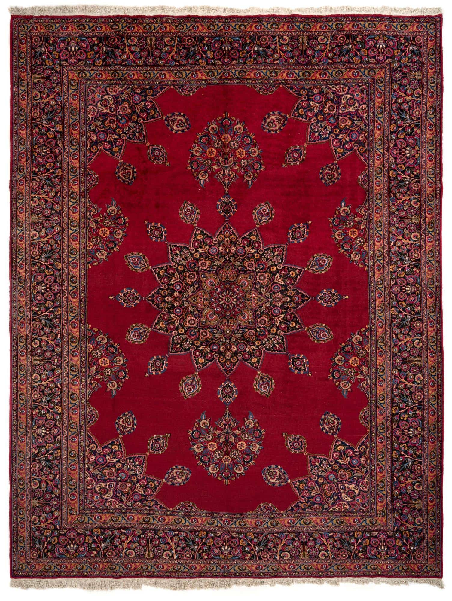 10' 6 x 13' 7 Hand Knotted Mashad Persian Wool Rug