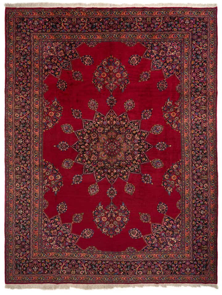 10' 6 x 13' 7 Hand Knotted Mashad Persian Wool Rug