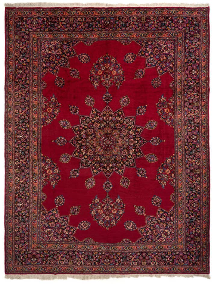 Detail image of 10' 6 x 13' 7 Hand Knotted Mashad Persian Wool Rug