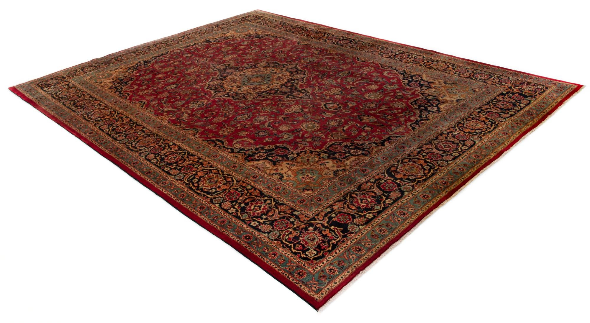 10' 1 x 12' 6 Hand Knotted Mashad Persian Wool Rug