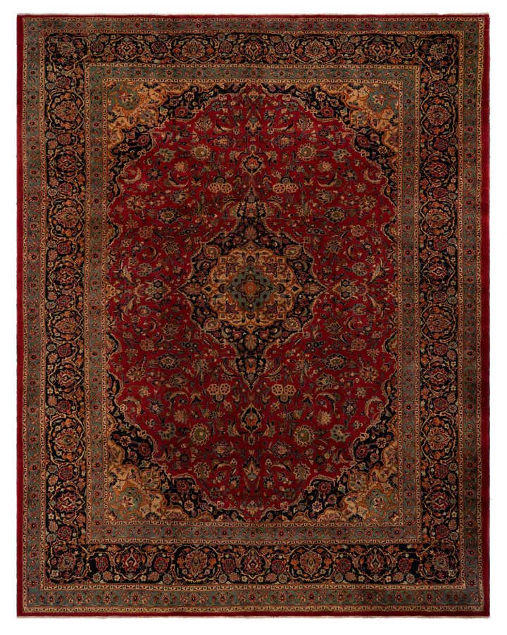 10' 1 x 12' 6 Hand Knotted Mashad Persian Wool Rug