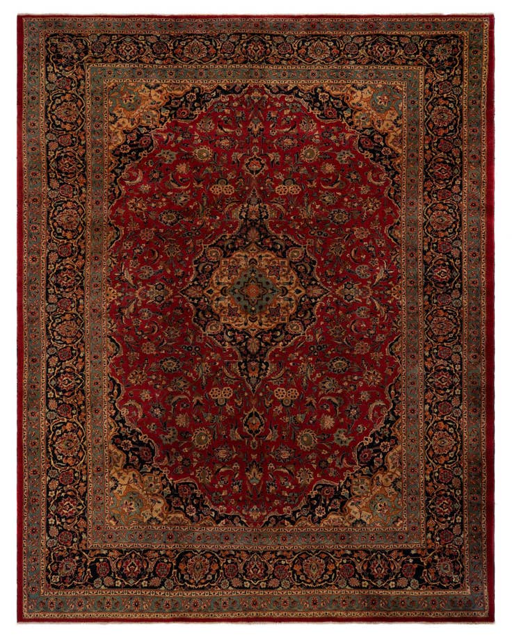 Detail image of 10' 1 x 12' 6 Hand Knotted Mashad Persian Wool Rug