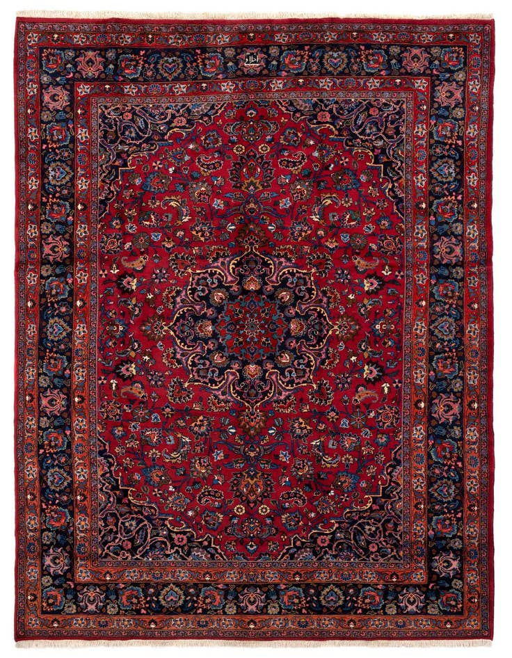 Detail image of 8' 1 x 11' 9 Hand Knotted Mashad Persian Wool Rug