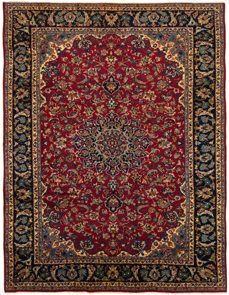 Detail image of 7' 11 x 11' 6 Hand Knotted Mashad Persian Wool Rug