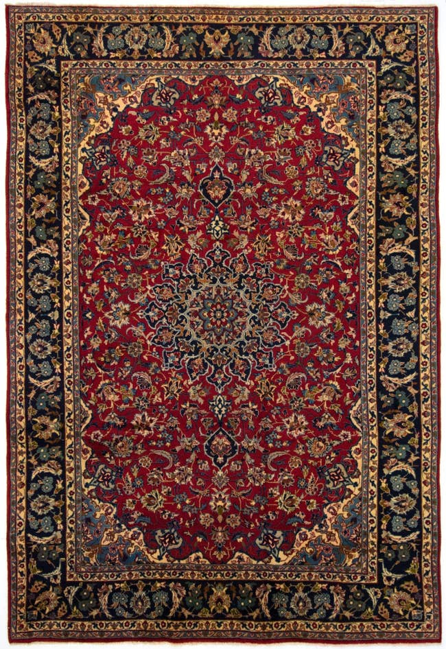 Detail image of 7' 11 x 11' 6 Hand Knotted Mashad Persian Wool Rug