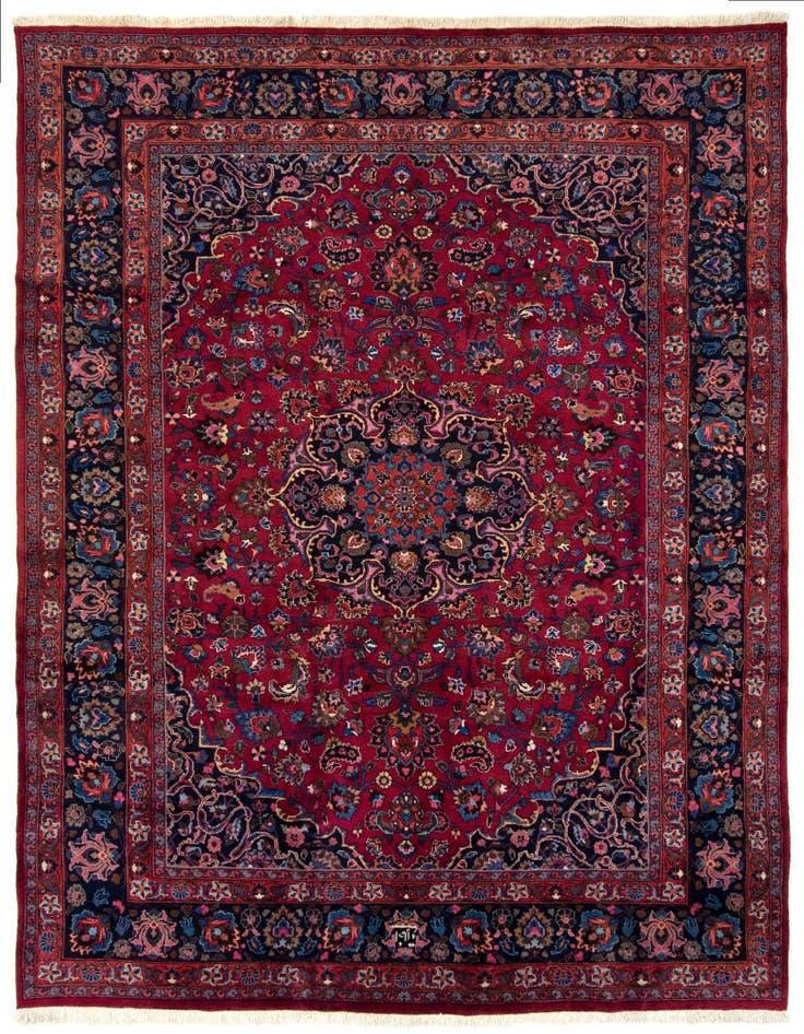Detail image of 8' 2 x 11' 8 Hand Knotted Mashad Persian Wool Rug