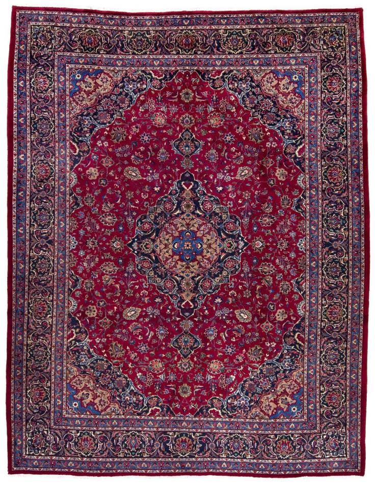 Detail image of 10' 2 x 12' 2 Hand Knotted Mashad Persian Wool Rug