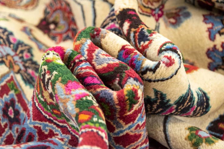 Detail image of 8' 1 x 11' 6 Hand Knotted Mashad Persian Wool Rug