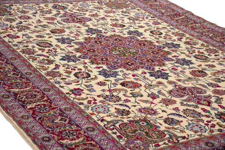 Detail image of 8' 1 x 11' 6 Hand Knotted Mashad Persian Wool Rug
