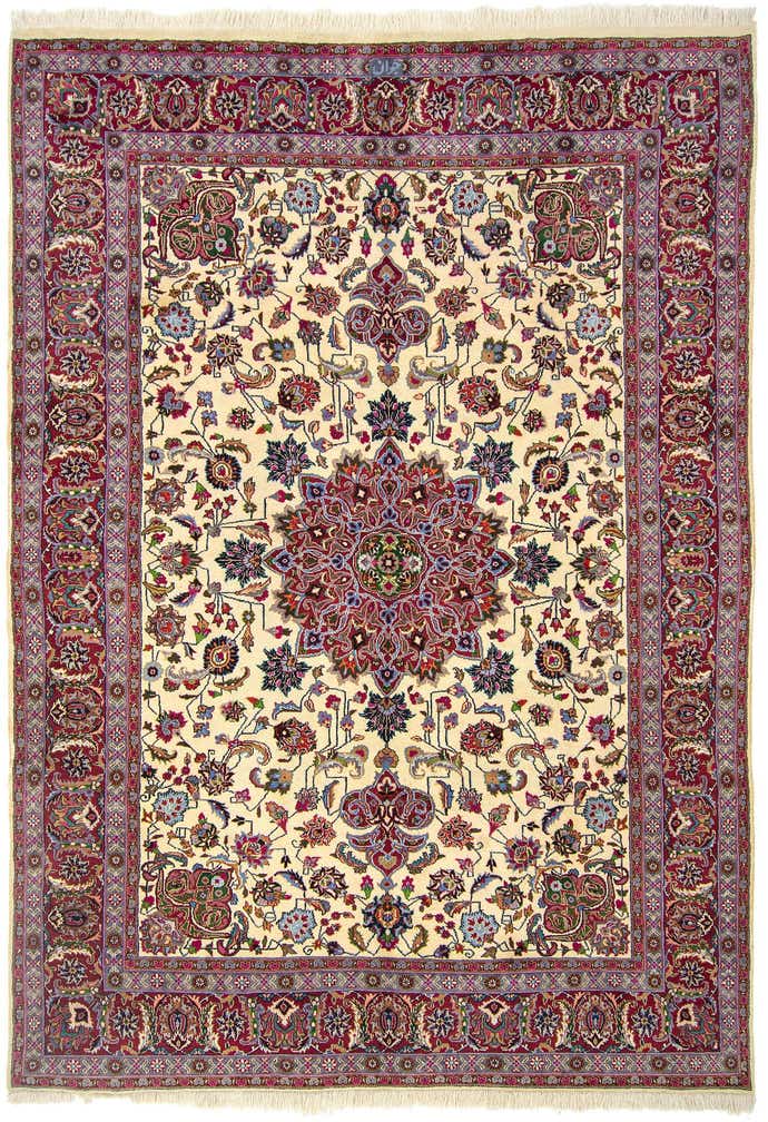 8' 1 x 11' 6 Hand Knotted Mashad Persian Wool Rug