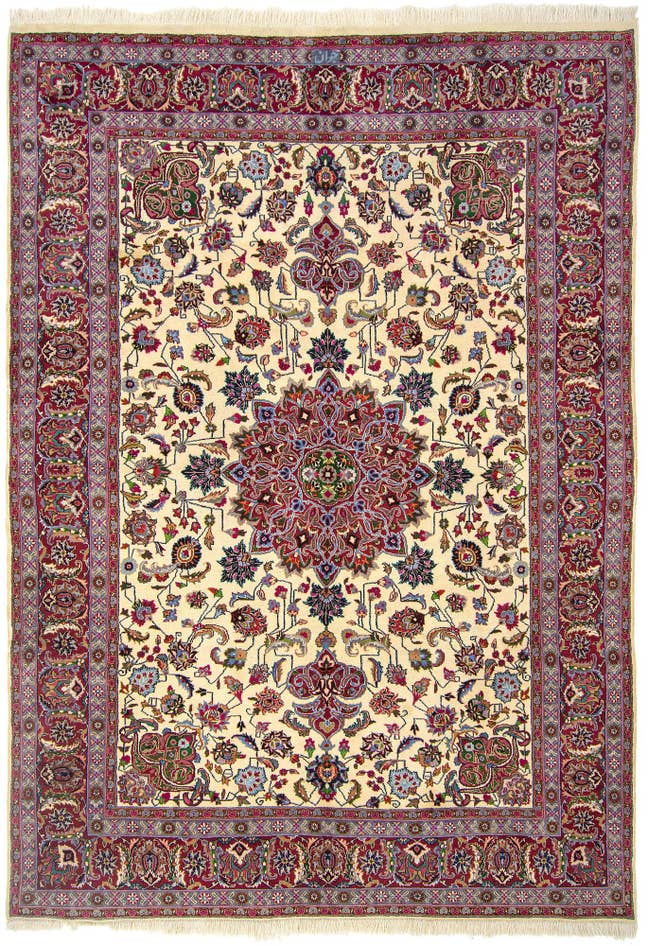 Detail image of 8' 1 x 11' 6 Hand Knotted Mashad Persian Wool Rug