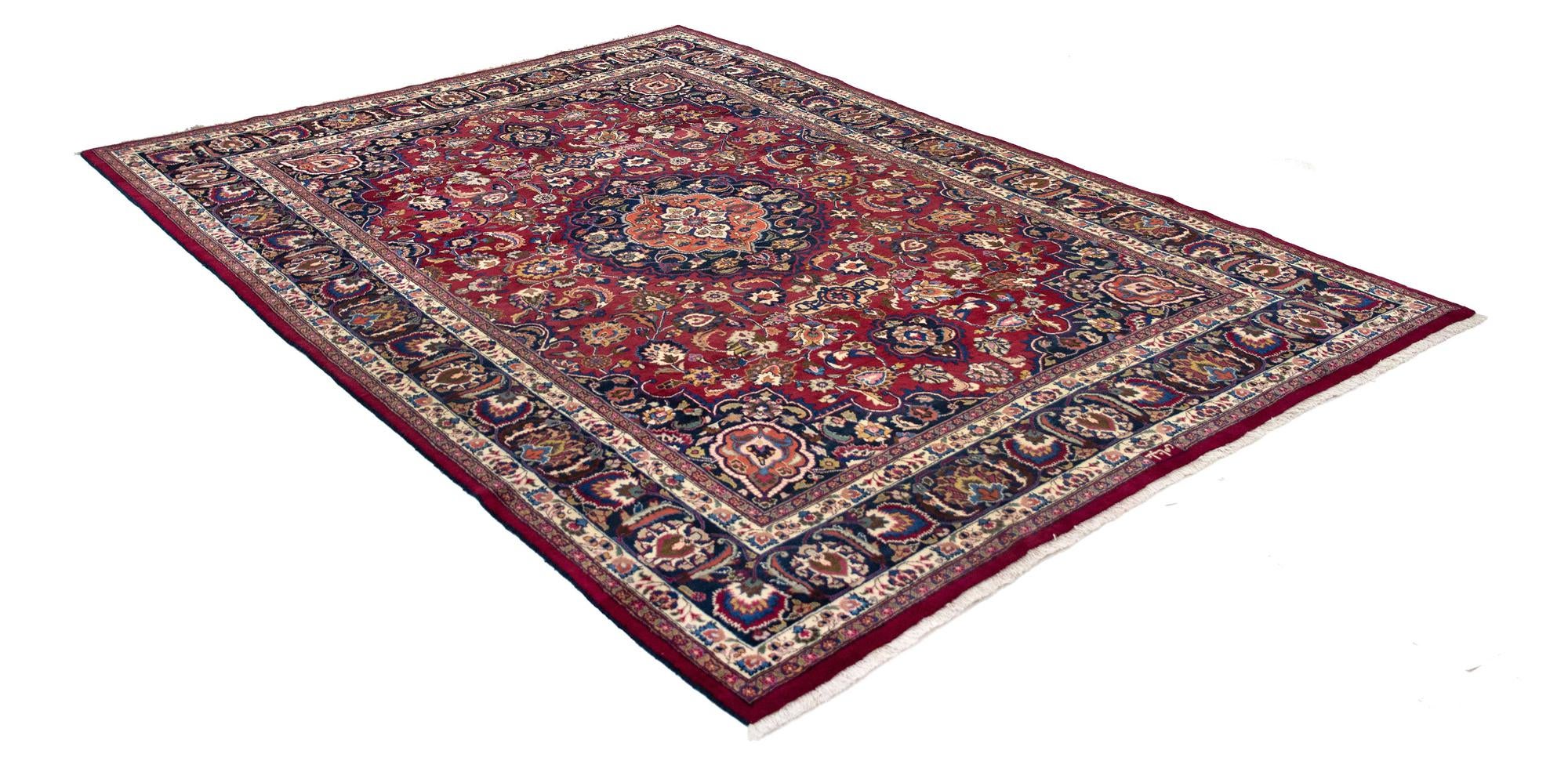 8' 4 x 11' 10 Hand Knotted Mashad Persian Wool Rug