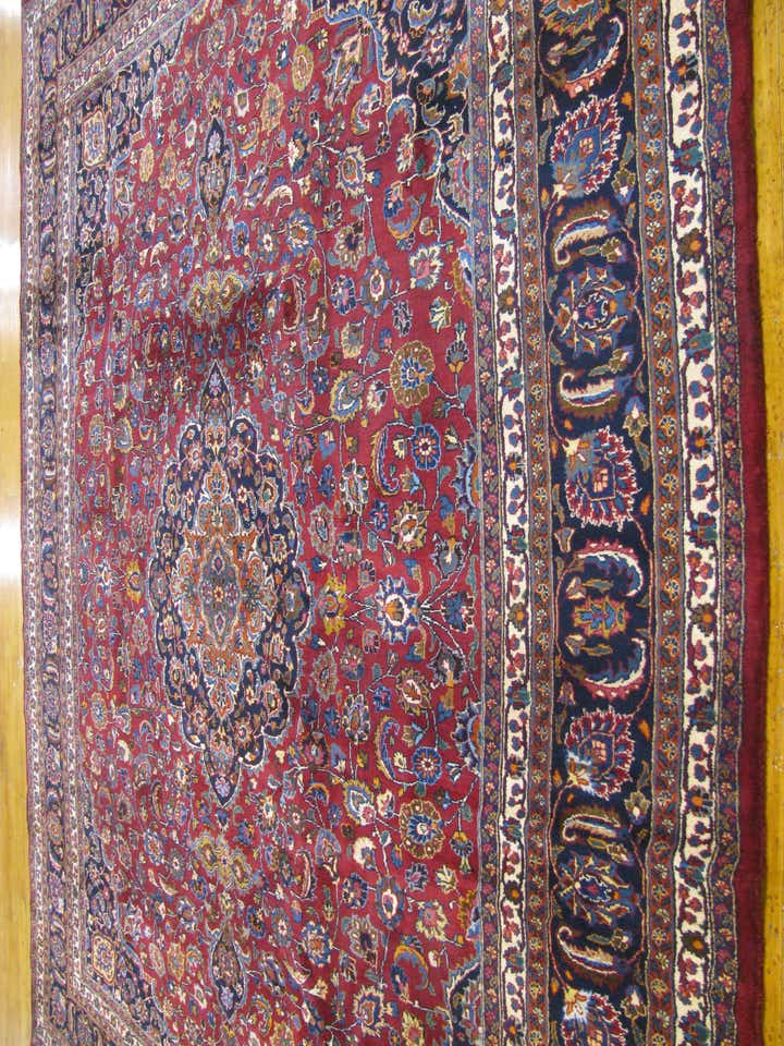 9' 11 x 12' 7 Hand Knotted Mashad Persian Wool Rug