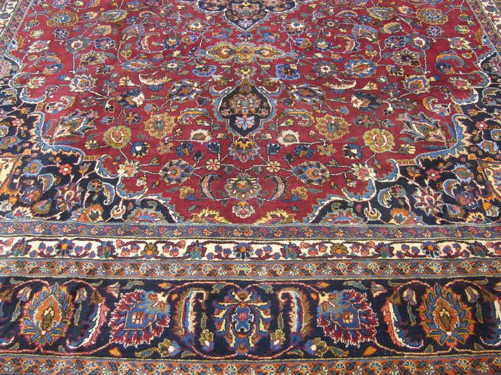 9' 11 x 12' 7 Hand Knotted Mashad Persian Wool Rug