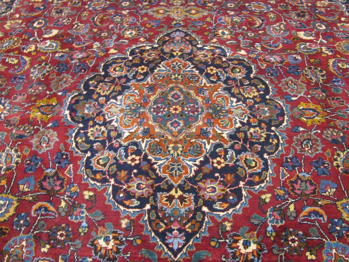 9' 11 x 12' 7 Hand Knotted Mashad Persian Wool Rug