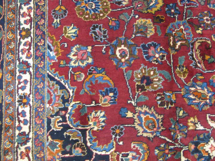 9' 11 x 12' 7 Hand Knotted Mashad Persian Wool Rug