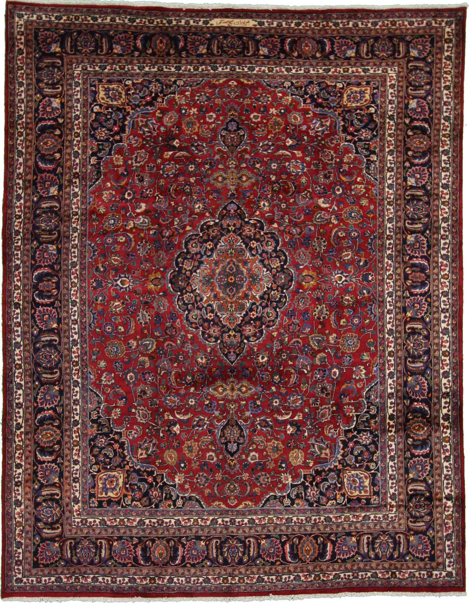9' 11 x 12' 7 Hand Knotted Mashad Persian Wool Rug