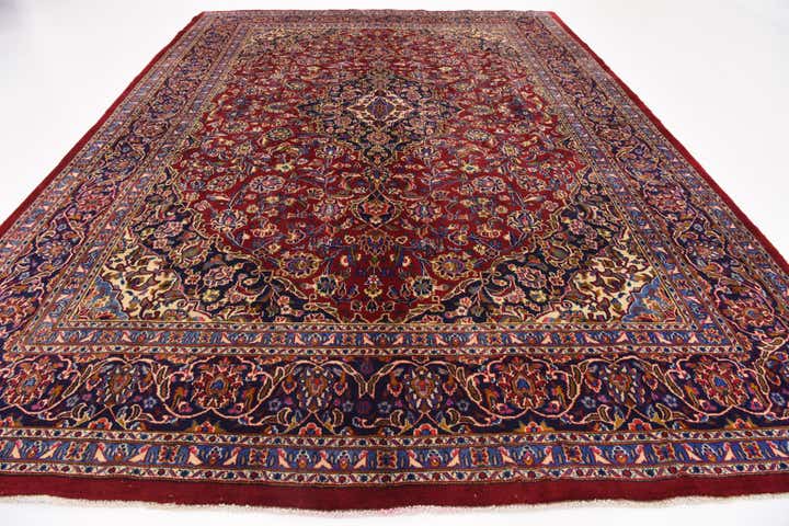9' 7 x 13' 2 Hand Knotted Mashad Persian Wool Rug