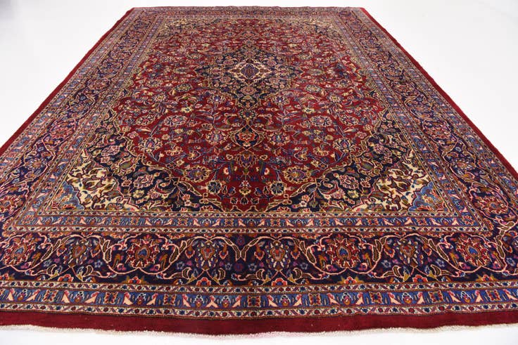 Detail image of 9' 7 x 13' 2 Hand Knotted Mashad Persian Wool Rug