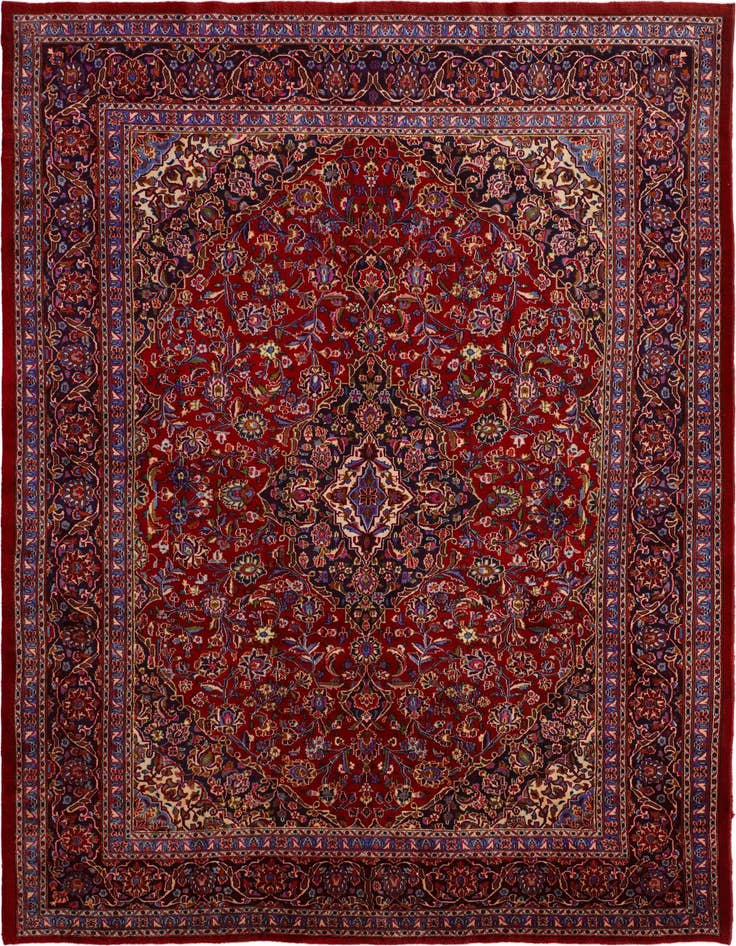 Detail image of 9' 7 x 13' 2 Hand Knotted Mashad Persian Wool Rug