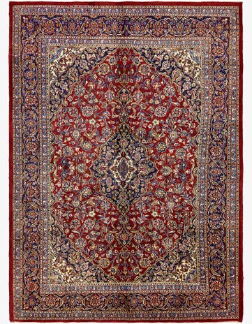 9' 7 x 13' 2 Hand Knotted Mashad Persian Wool Rug