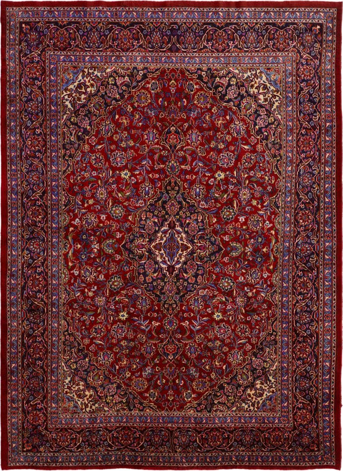 Detail image of 9' 7 x 13' 2 Hand Knotted Mashad Persian Wool Rug