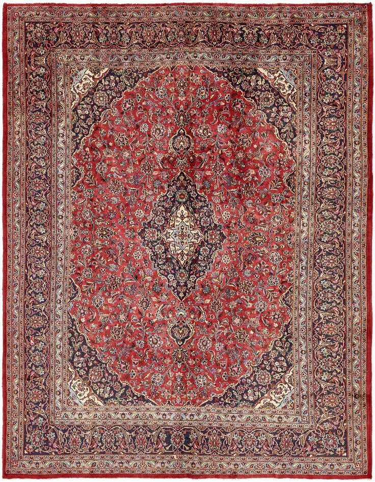 Detail image of 9' 9 x 12' 9 Hand Knotted Mashad Persian Wool Rug