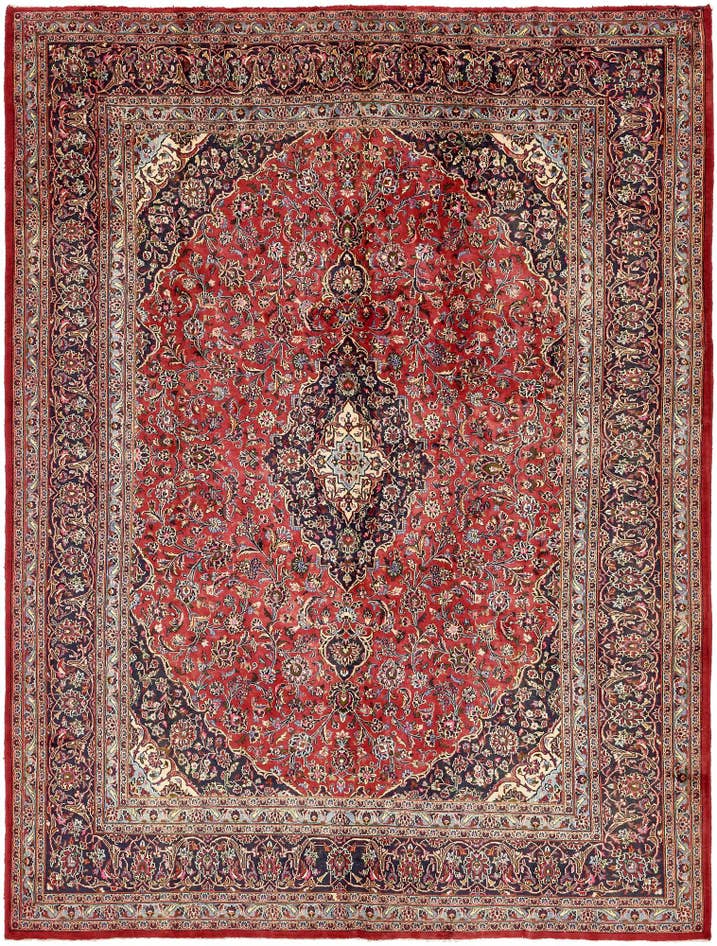 Detail image of 9' 9 x 12' 9 Hand Knotted Mashad Persian Wool Rug