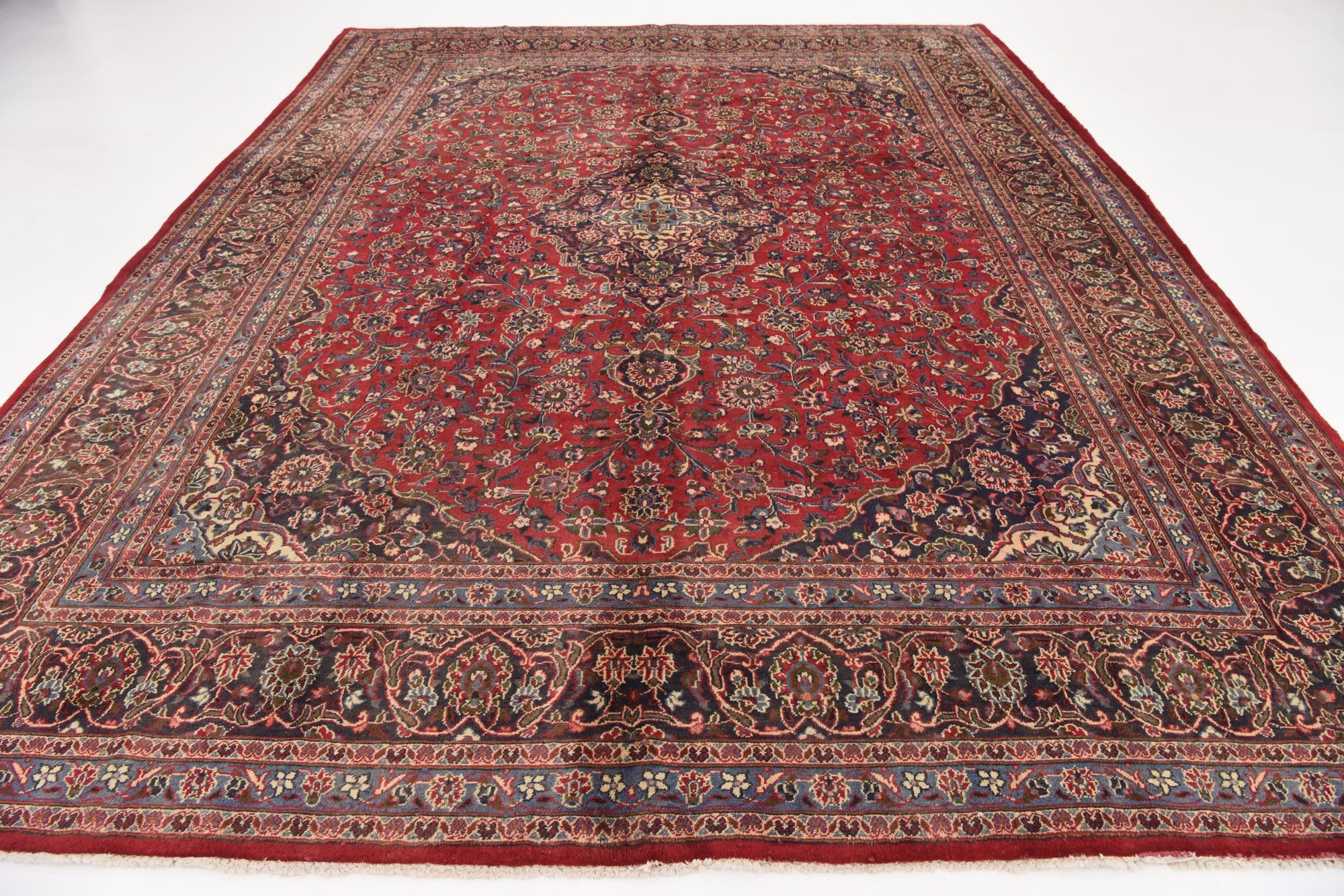 9' 9 x 12' 6 Hand Knotted Mashad Persian Wool Rug