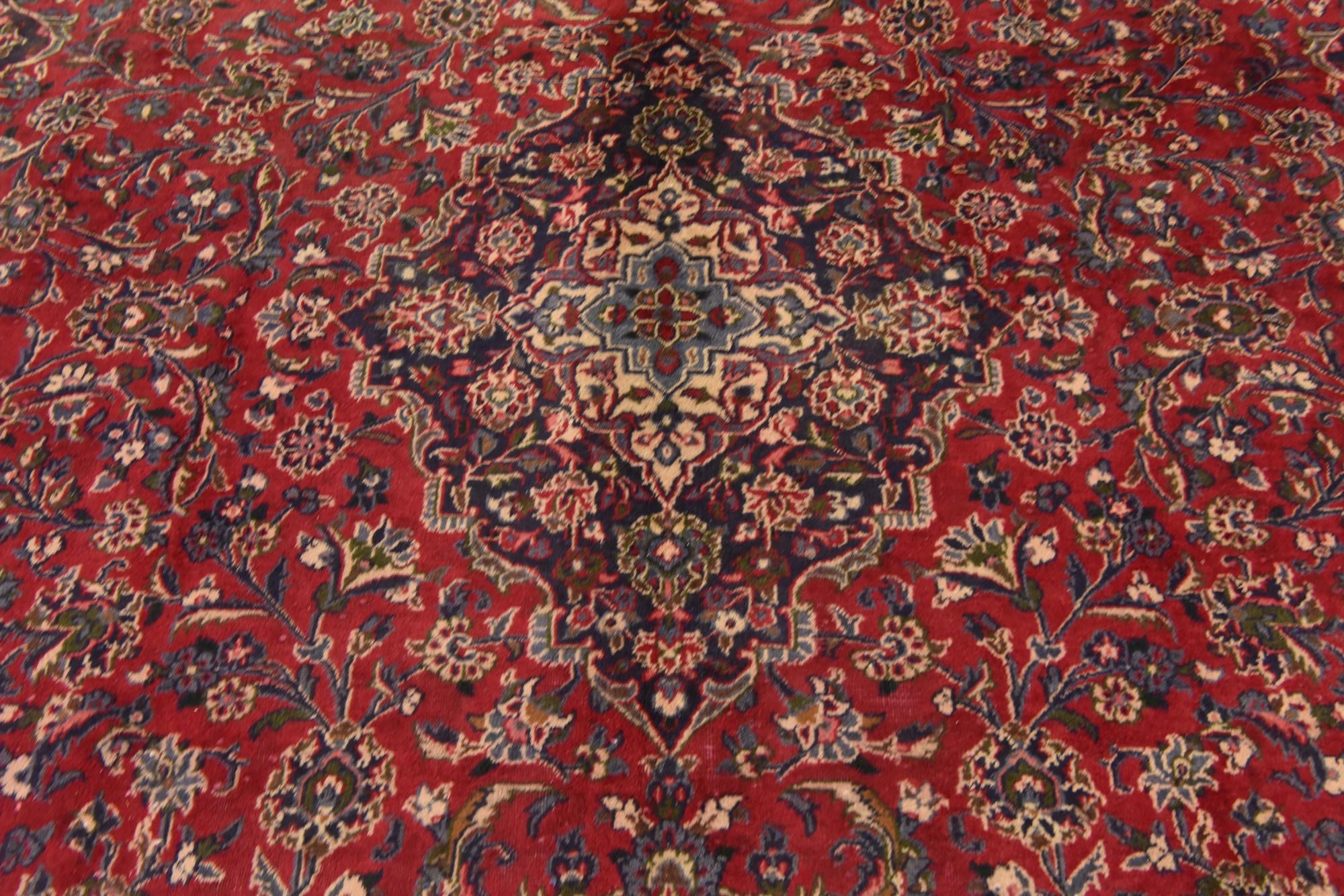 9' 9 x 12' 6 Hand Knotted Mashad Persian Wool Rug