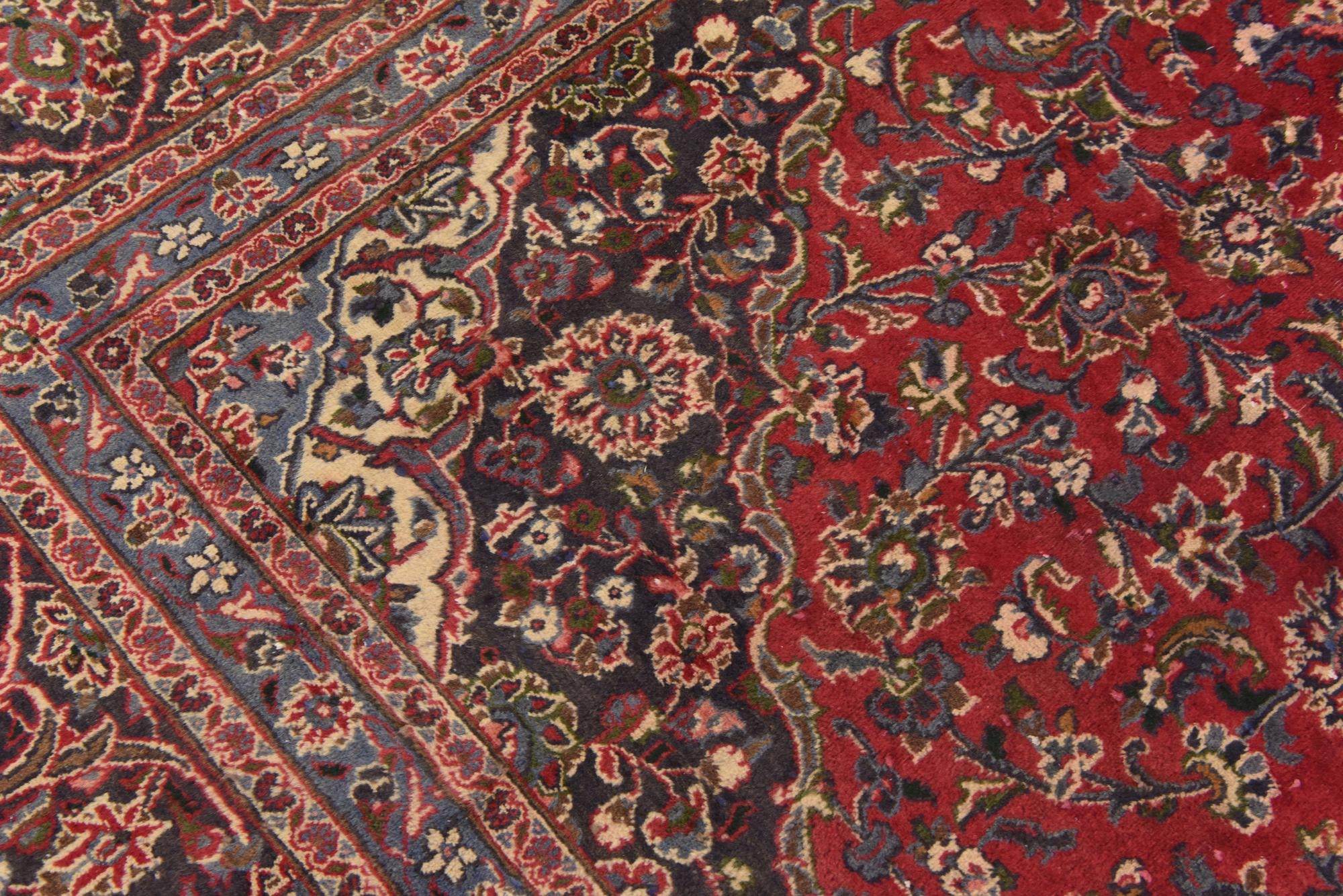 9' 9 x 12' 6 Hand Knotted Mashad Persian Wool Rug