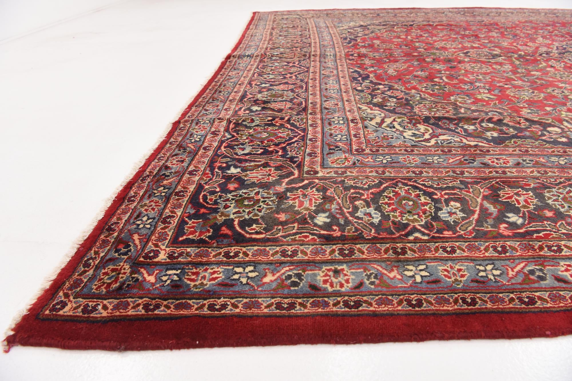 9' 9 x 12' 6 Hand Knotted Mashad Persian Wool Rug