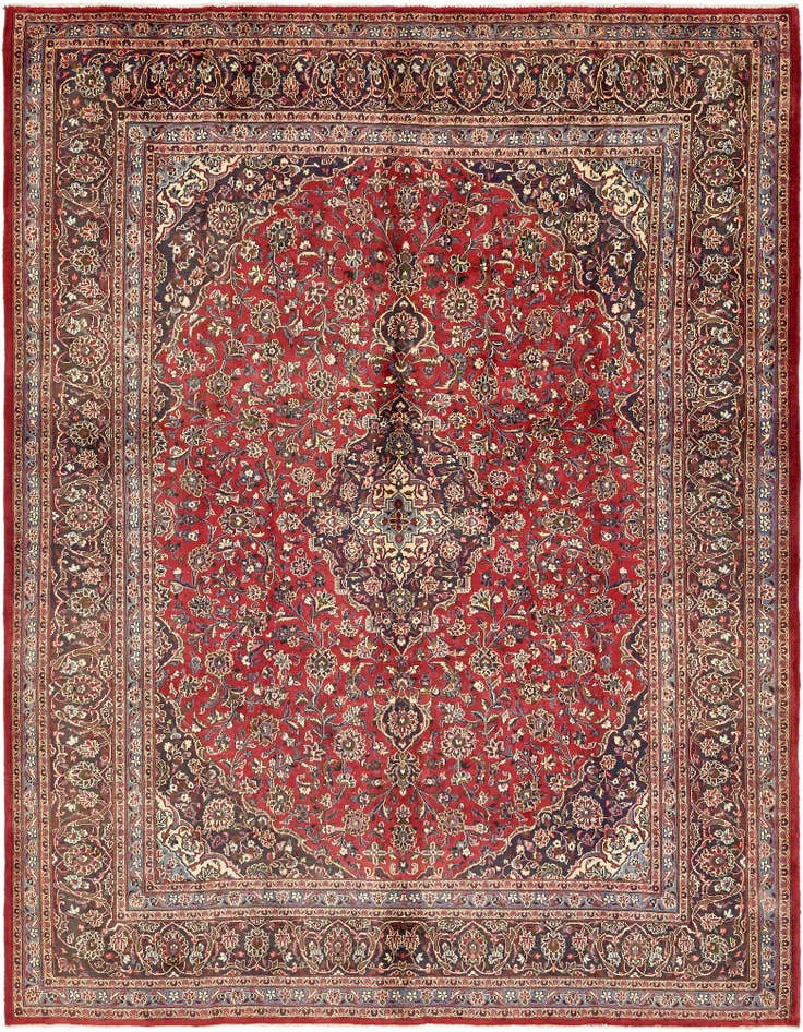 Detail image of 9' 9 x 12' 6 Hand Knotted Mashad Persian Wool Rug
