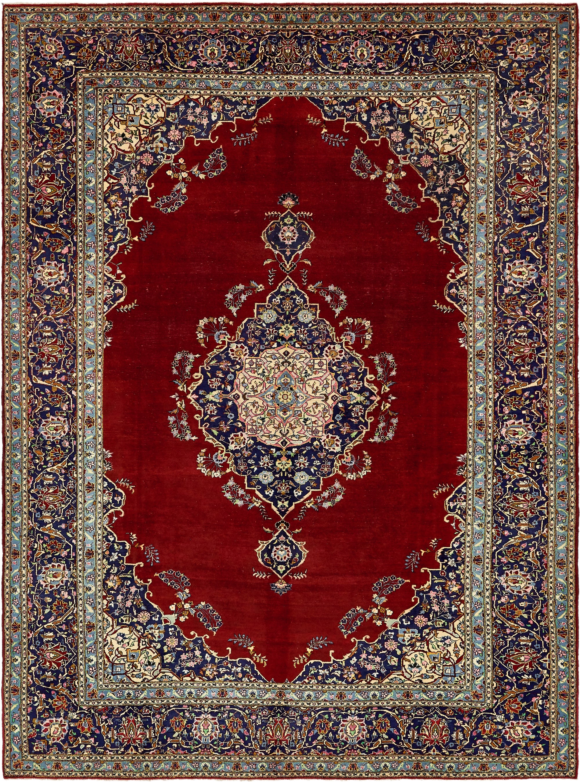 9' 10 x 13' 3 Hand Knotted Mashad Persian Wool Rug
