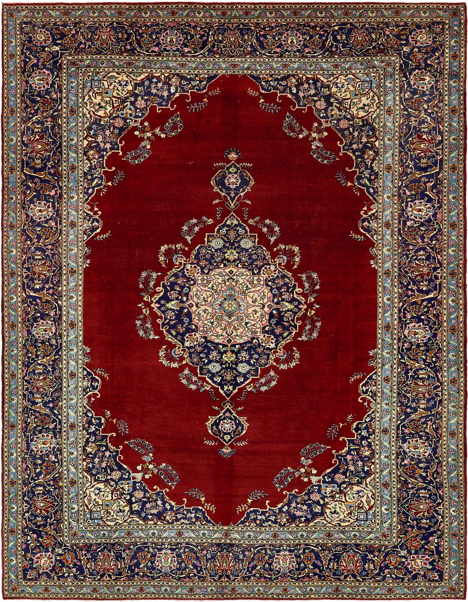 9' 10 x 13' 3 Hand Knotted Mashad Persian Wool Rug