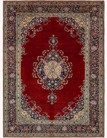 9' 10 x 13' 3 Hand Knotted Mashad Persian Wool Rug