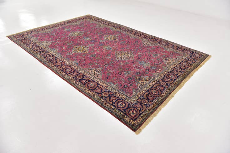 Detail image of 7' 7 x 11' 6 Hand Knotted Mashad Persian Wool Rug