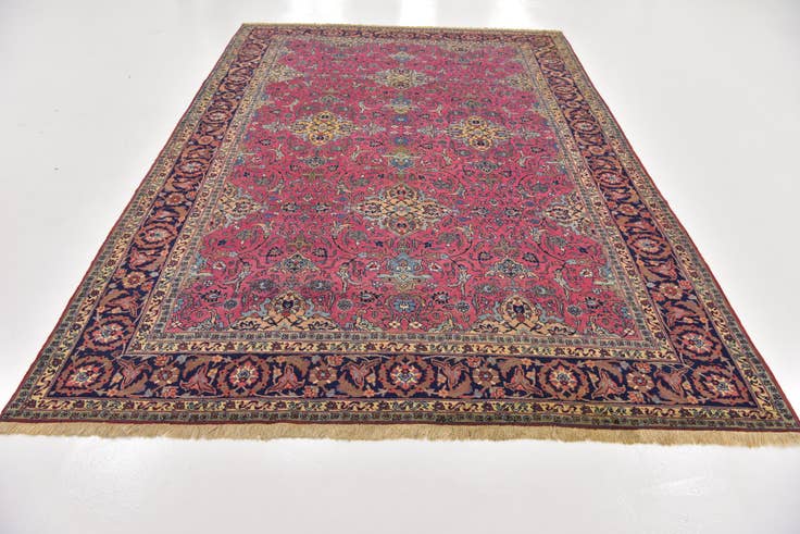 Detail image of 7' 7 x 11' 6 Hand Knotted Mashad Persian Wool Rug