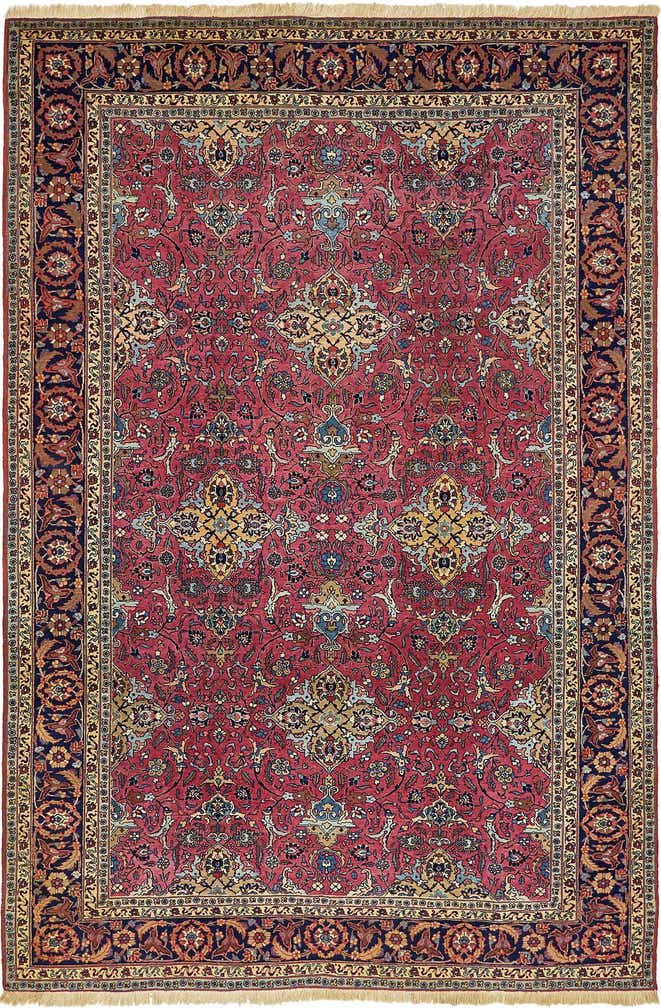 7' 7 x 11' 6 Hand Knotted Mashad Persian Wool Rug