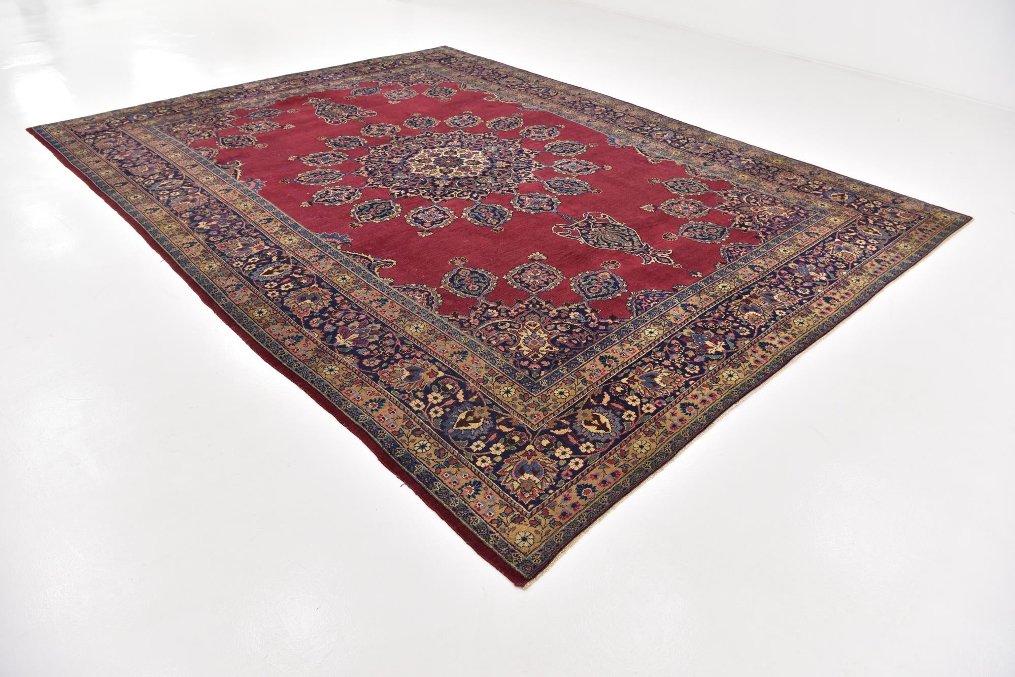 9' 10 x 13' Hand Knotted Mashad Persian Wool Rug