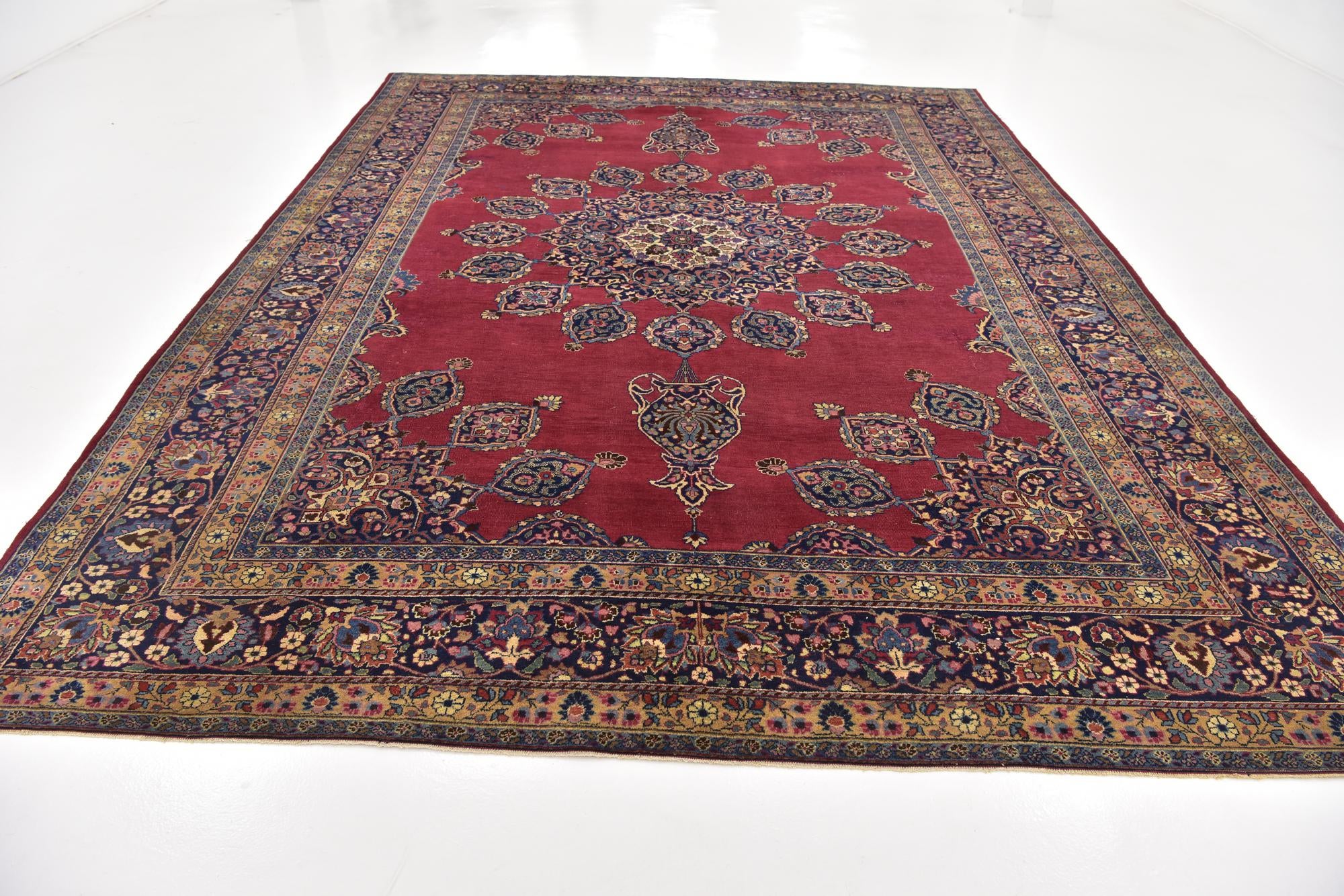 9' 10 x 13' Hand Knotted Mashad Persian Wool Rug