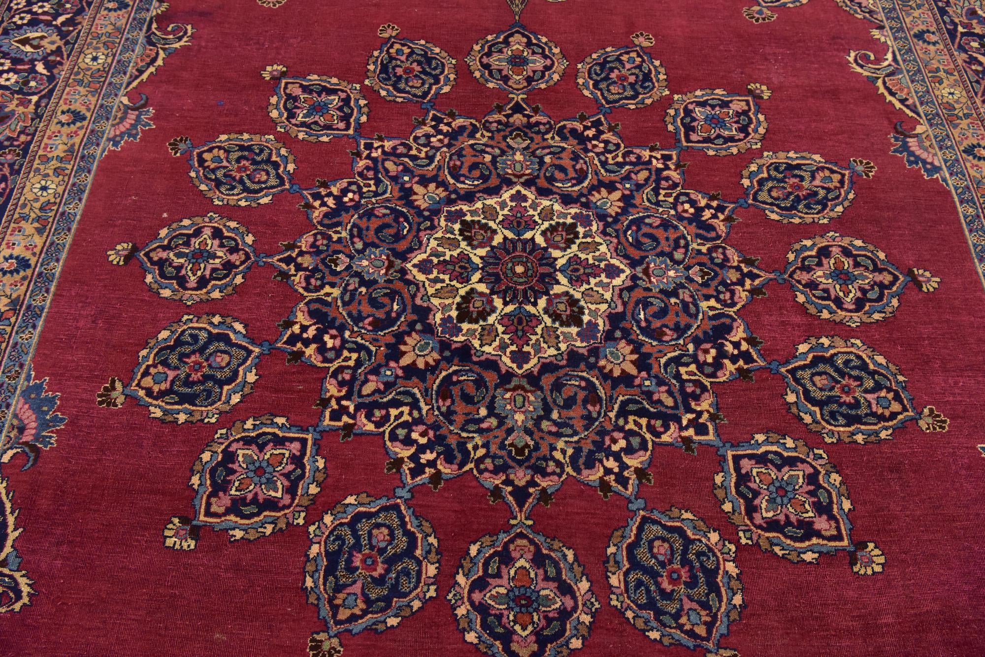 9' 10 x 13' Hand Knotted Mashad Persian Wool Rug