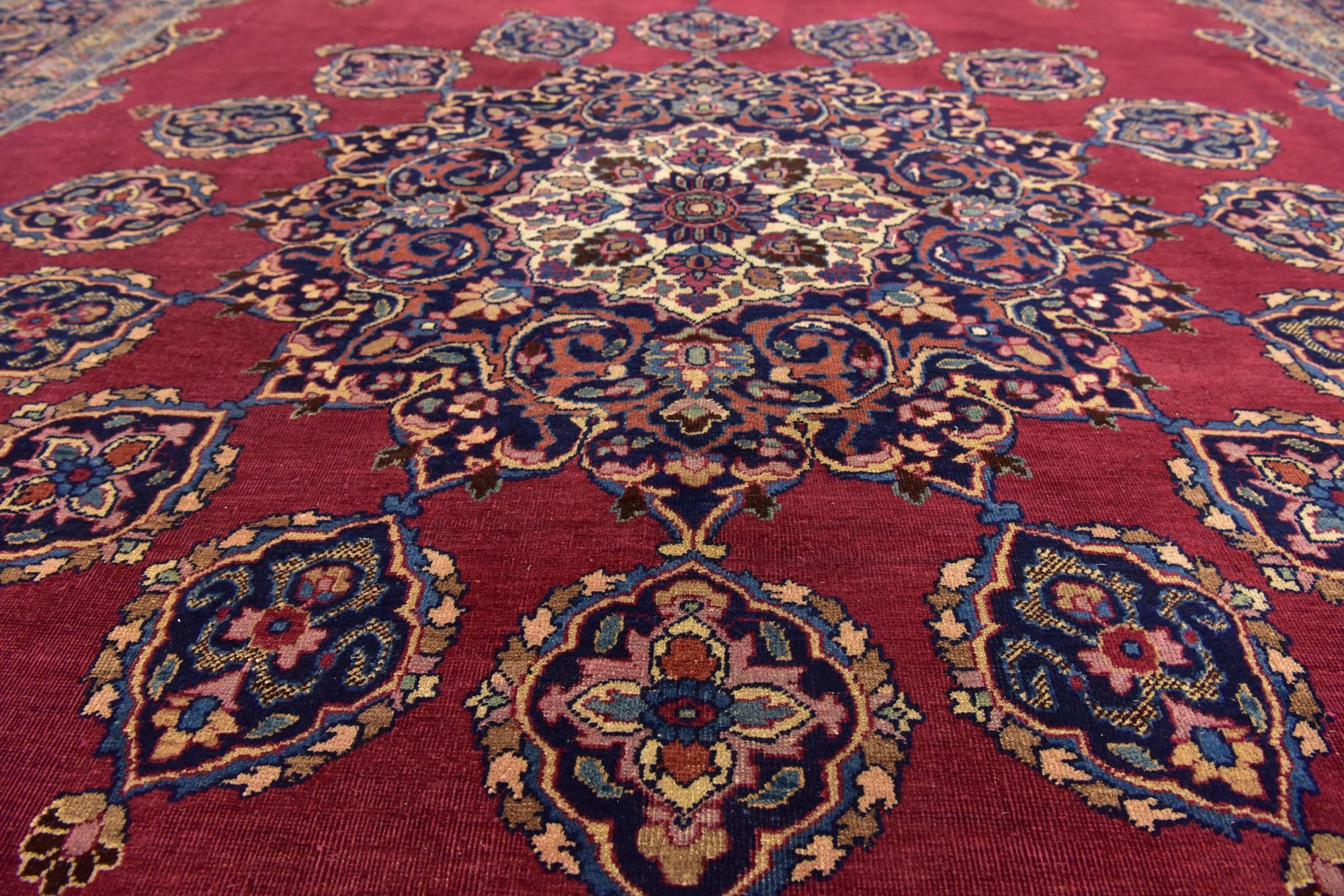 9' 10 x 13' Hand Knotted Mashad Persian Wool Rug