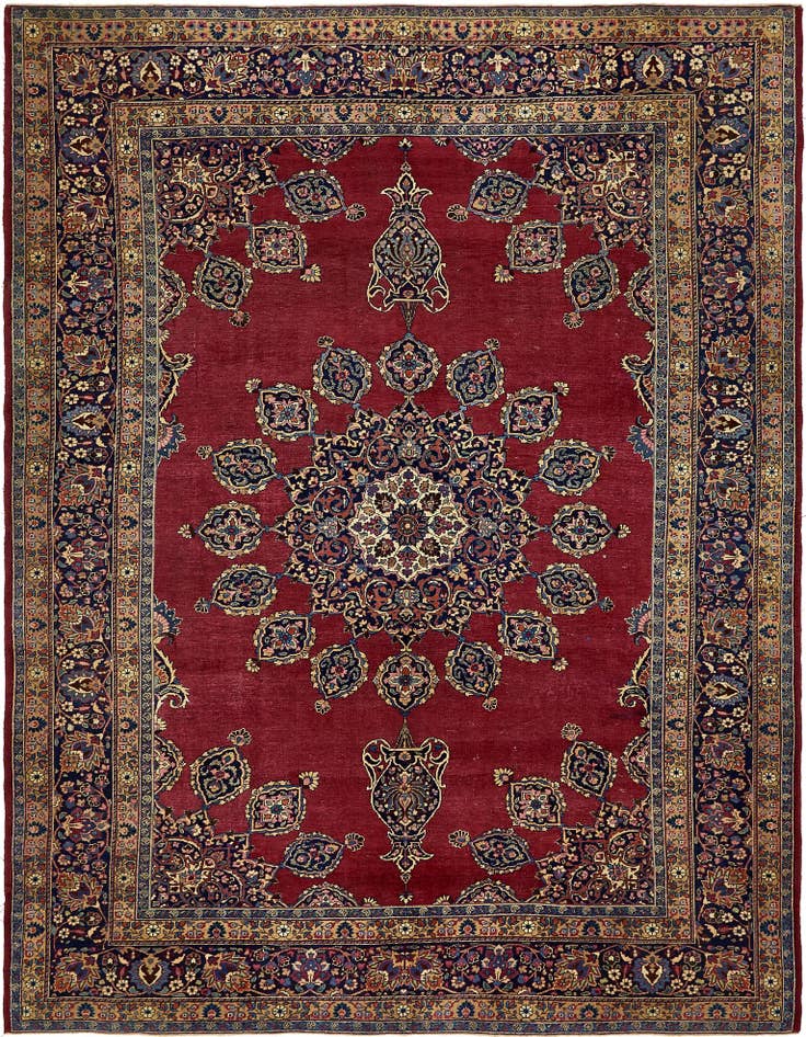 Detail image of 9' 10 x 13' Hand Knotted Mashad Persian Wool Rug
