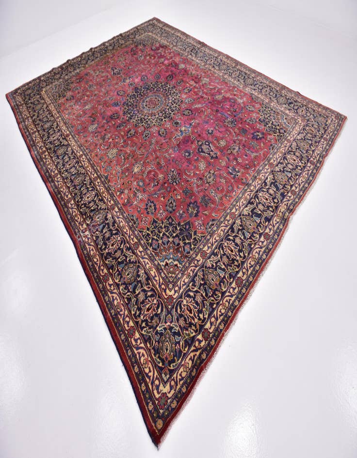 Detail image of 9' 7 x 12' 8 Hand Knotted Mashad Persian Wool Rug