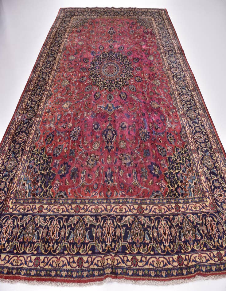 Detail image of 9' 7 x 12' 8 Hand Knotted Mashad Persian Wool Rug