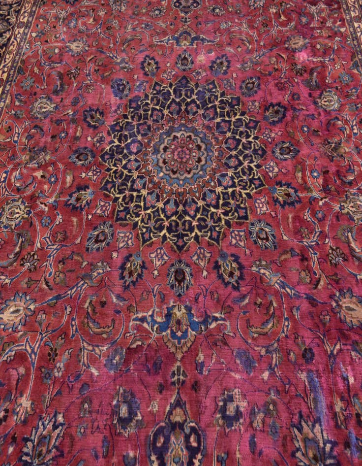 Detail image of 9' 7 x 12' 8 Hand Knotted Mashad Persian Wool Rug
