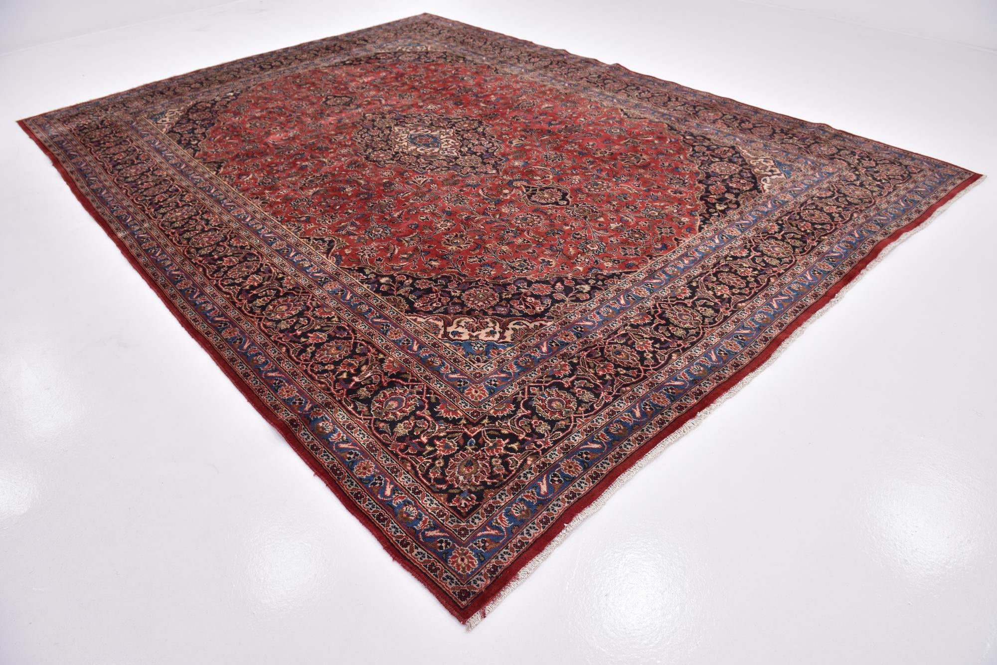 9' 7 x 12' 10 Hand Knotted Mashad Persian Wool Rug